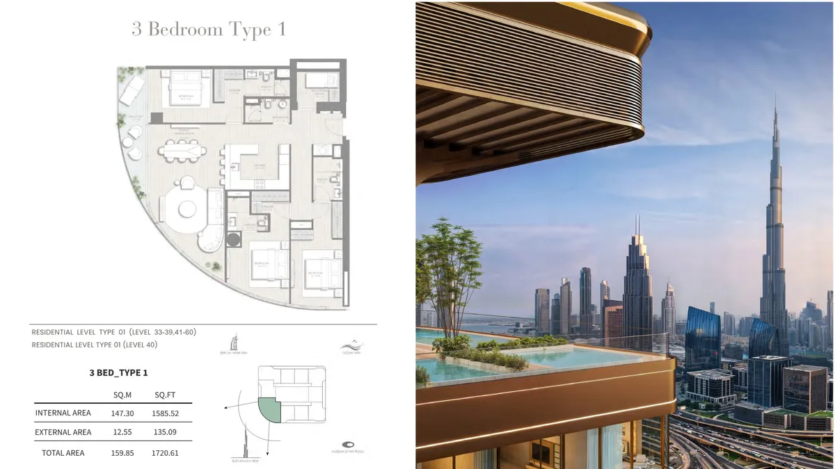 Floor plans: 3 bedrooms, with a kid's room or study